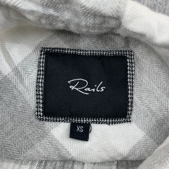 Rails Button Shirt Women XS Sleeveless Gray White Plaid Rayon Flannel Pockets - Picture 8 of 12